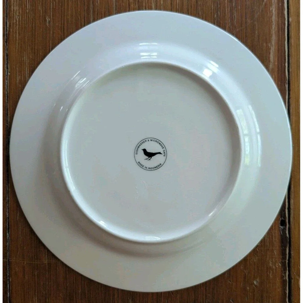Anthropologie Dinner Plate Red White Butterfly Art NEW Glossy 10.75